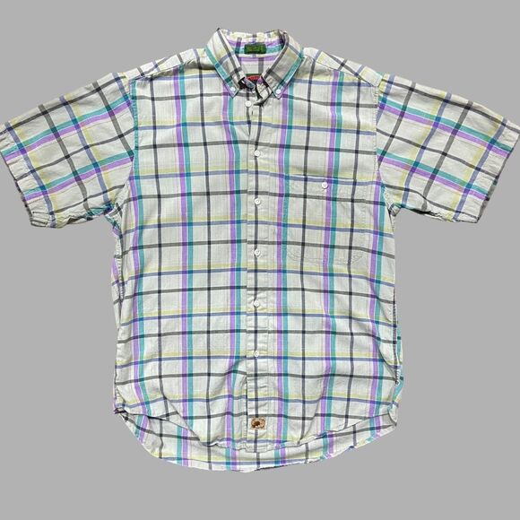 Boston Traders Vintage Button Front Plaid Multicolored Shirt Men's Size Medium - Picture 1 of 10